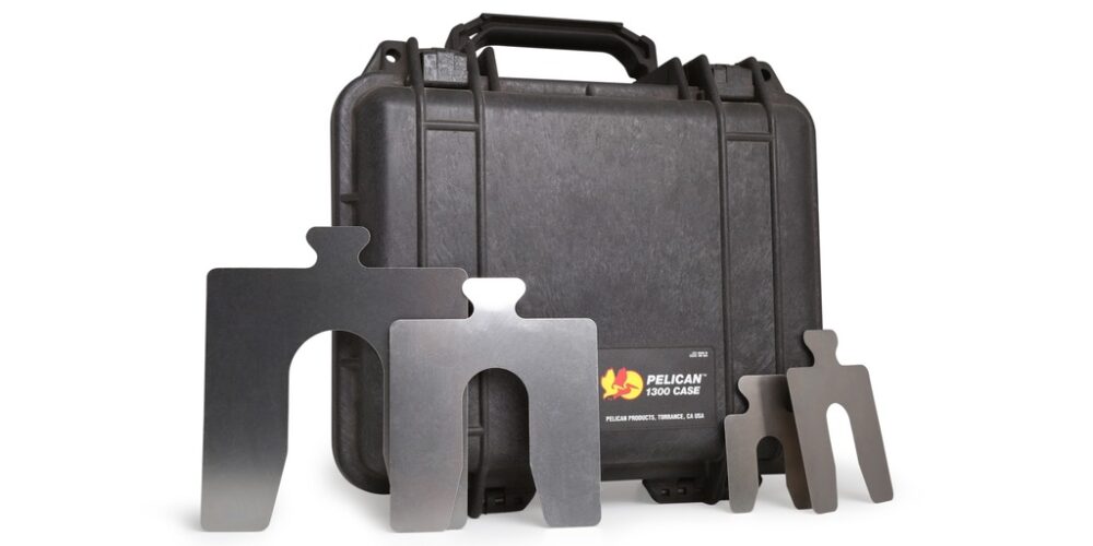 Box of slotted shims for industrial use