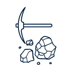 Mining tools with pickaxe and rocks – applications for industrial packers and shims