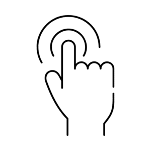 Hand pressing a button icon