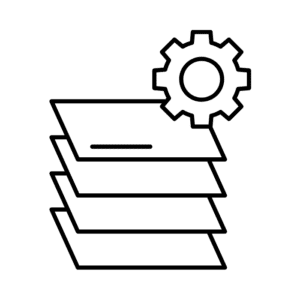 Stacked sheets and gear icon
