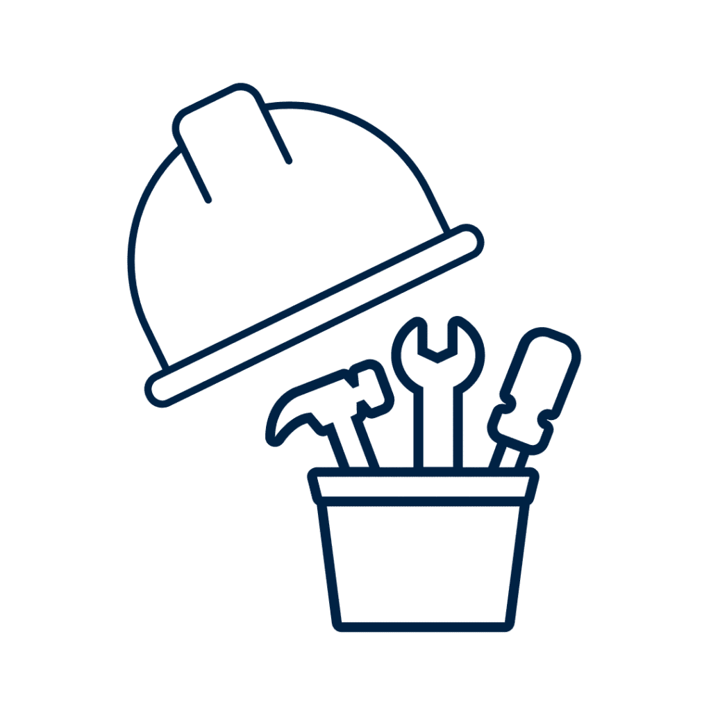 Construction hat and tools icon