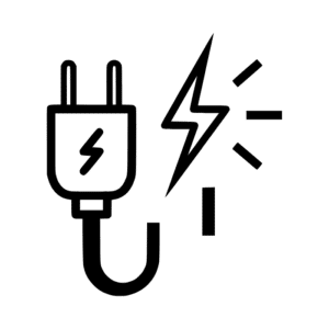 Electrical plug and spark icon